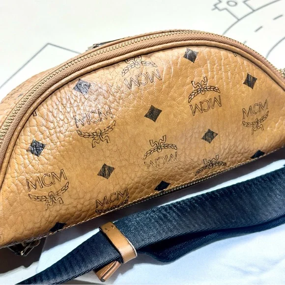 MCM Fursten Visetos Small Belt Bag In Cognac - Picture 6 of 10